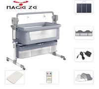 Magic ZC lit bébé électrique oscillation réglable fixation stable matelas confort anti-reflux inclinable,gris moyen