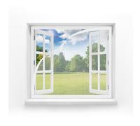 MAGICDOOR Moustiquaire Fenêtre 95x105cm, Fibre de Verre sans Aimant Moustiquaire Porte Fenetre Respirant Rideau Anti Mouche Maillage Fine Rideaux Porte pour Chambre Coucher Salon Balcon-Blanc