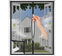 MAGICDOOR Moustiquaire Fenêtre pour Chat 115x170cm, Noir Filet Rideau Anti Moustiques, Résistant aux Rayures, avec Fermeture Éclair, 2cm Ruban Adhésif pour quatre côtés, ne peut pas couper