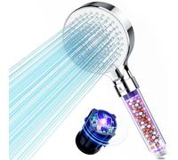 Magichome Pommeau de douche avec filtre 3 couches et lumière UV 395 nm - 400 nm - 5 types de jet - Haute pression - Économie d'eau - Pour eau dure, chlore résiduel