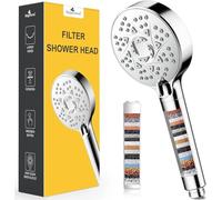 Magichome Pommeau de Douche avec Filtre Economie Deau, Pommeau Douche Anti Calcaire Haute Pression, Douchette Douche Salle de Bain à Effet Pluie avec 5 Types de Jets (Argenté)