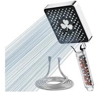 Magichome Pommeau de douche avec filtre et tuyau de 1,5 m, pomme de douche carrée haute pression avec 6 modes