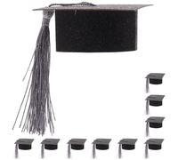 MAGICLULU 10 Pièces Couvre-gobelet Décoration Chic et Simple pour Fêtes en Papier Noir de Chapeau de Diplômé et Célébrations de Fin D'études