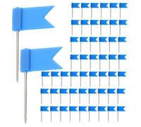 MAGICLULU 100 Pièces Punaises de Carte Drapeau en Plastique et Fer Bleu pour Tableau en Liège et Carte, Protection de Surface et Fixation Sécurisée, pour Bureau et Salle de Classe