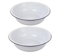 MAGICLULU 2 Pièces Bol en Émail Blanc Vintage à Grosse Capacité, Pratique et Facile à Nettoyer, Cuisine Lavage des Légumes