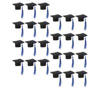 MAGICLULU 24 Pièces Mini Chapeaux de Graduation Bleu en Feutre avec Pompon pour Décoration de Cupcakes et Bouteilles, Accessoire pour Fêtes et Célébrations Diverses
