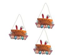 MAGICLULU 3 Pièces Pendentif En Bois De Lapin Décoration D'époque Manger Signe Décoration Murale Couronne Pour Porte D'entrée Décoration De Salon Décor De Porte De Printemps Signe De Porche