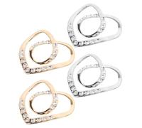 MAGICLULU 4pcs Boucles de Foulard en Alliage de Zinc en Forme de Cœur avec Décoration Brillante, Accessoires Élégants pour Vêtements et Paquet, pour Événements Spéciaux et Tenue Mode