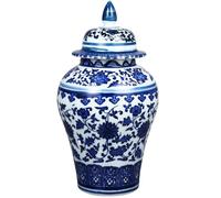 MAGICLULU Bocal en Céramique Bleu et Blanc Style Rétro Multifonction pour Thé et Bonbons, Décoration de Bureau Simple et Élégant, Cadeau pour Pendaison de Crémaillère