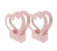 MAGICLULU Boîte de Rangement pour Fleurs en Carton de Cœur 2 Pièces Poignées, Emballage Créatif pour Bouquet de Mariage, Contenant D'emballage en Papier Pratique