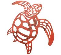 MAGICLULU Décoration Murale Tortue en Fer Forgé Creuse 36 Cm Marron pour Jardin et Intérieur, Ornement Mural Artisanal Résistant pour Patio, Salon et Espace Extérieur