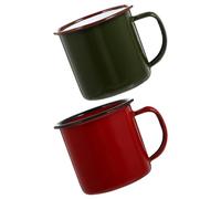 MAGICLULU Ensemble de 2 Tasses à Thé Rétro en Émail Rouge et Vert, Résistantes la Chaleur et Anti-rouille, Thé Quotidien