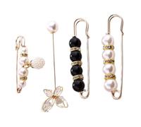 MAGICLULU Épingle de Sûreté pour Vêtements Femmes 4pcs en Alliage Perle, Surface Lisse, Clip Réglable pour Jupe et Pantalon, pour Occasions Business et Soirées