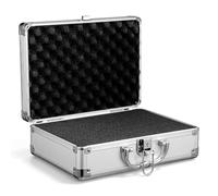 MAGICLULU Étui de Rangement en Aluminium Argenté, Mallette Rigide Mousse | Boîte Métallique pour Appareils et Instruments, Inserts en Mousse, Rentrée Scolaire, Protection des Objets Délicats