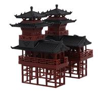 MAGICLULU Figurine au Design Antique de Pagode Jumelle en Plastique Miniature Décoration Extérieure Traditionnelle et Élégante pour Jardins Miniatures et Bonsaïs