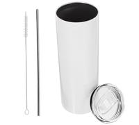 MAGICLULU Gobelet Isotherme avec Paille en Acier Inoxydable 304 de 20oz Résistant à Déformation Design Blanc Élégant et Solide pour Voiture