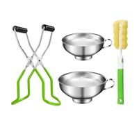MAGICLULU Kit de Mise en Conserve 4 Pièces Lève-bocaux, Entonnoirs et Brosse, en Acier Inoxydable Robuste et Antidérapant pour Usage Domestique Style Aléatoire