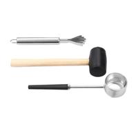 MAGICLULU Kit Ouvre-noix de en Acier Inoxydable, Marteau en Caoutchouc et Perforateur de Paille, Poignée Ergonomique, pour Noix de et Fruits, la Cuisine et Pique-niques