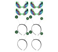 MAGICLULU Lot 4 Ensembles Lunettes de Soucoupe Volante Vertes et Serrage-têtes Boules, Accessoires Cheveux Festival Cosplay Homme, Décoration Cheveux Amusante pour Fête Couleur Aléatoire