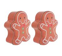 MAGICLULU Lot de 2 boîtes métalliques en forme de bonhomme en pain d'épices de Noël : boîte à bonbons de Noël avec couvercle pour biscuits et friandises - bocal d'emballage en métal pour