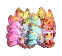 MAGICLULU Lot de 2 Figurines Renard à Neuf Queues en Verre Cristal Multicolore 55x56mm, Sculptures Décoratives Artisanales pour Maison Bureau Chambre, Statue de Collection Feng Shui,