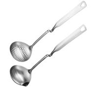 MAGICLULU Lot de 2 Louches en Acier Inoxydable Crochet pour Filtrer L'huile, Design à Trous, Facile à Nettoyer, Cuisine et Écoles Cuisine