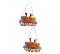 MAGICLULU Lot De 2 Pendentifs Muraux En Bois De Lapin Décoration Murale Couronne Porte Décoration De Salon Décorations De Pâques Pendentif De Festival Panneau De Porche Suspendu