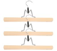 MAGICLULU Lot de 3 Cintres pour Jupes et Pantalons en Bois Massif Naturel, 30x16 Cm Porte-Pantalons avec Pinces Antidérapantes Réglables, Gain de Place Organisateur de Dressing Femmes