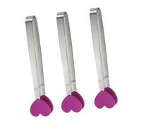 MAGICLULU Lot de 3 Pinces Alimentaires de Cœur en Acier Inoxydable et Silicone pour Petit-déjeuner, Légères et Faciles à Manipuler, pour Pâtes et Toasts