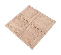MAGICLULU Lot de 4 Appliques en Bois Sculpté Carrées, Non Peintes, pour Meubles et Miroirs, Style Européen Classique, Décoration Intérieure