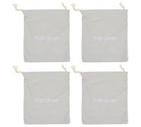 MAGICLULU Lot de 4 Paquet de Rangement en Coton Cordon de Serrage, 33x30 Cm, Couleur Gris Clair, Paquet Multifonctions pour Sèche-Cheveux, Trousse de Voyage et Organisateurs Portables