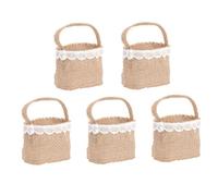 MAGICLULU Lot de 5 Sachets à Bonbons en Toile de Jute, 12x18 Cm, Paquet de Rangement pour Mariage et Fête, Conteneurs Élégants pour Dragées, Pochons Présents Rustiques en Lin Naturel