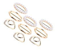 MAGICLULU Lot de 9 Pinces à Foulard Dorées avec Cristaux en Forme de Cœur, Perles Rondes et Anneaux Lumineux, Clips Décoratifs pour T-shirts, Chemises et Foulards, Maintien de L'ourlet