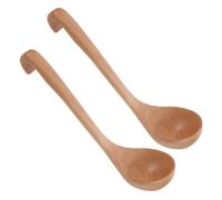 MAGICLULU Louche à Soupe en Bois Japonaise 2pcs Long Manche Antiadhésive, Cuillères Élégantes pour Buffet et Table à Manger Minimaliste