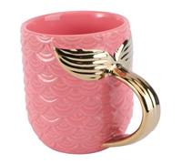 MAGICLULU Mug à Café Poignée Facile à Saisir avec Queue de Sirène Dorée en Céramique Design Vintage Cadeau pour Noël ou Anniversaire