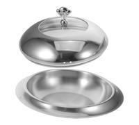 MAGICLULU Plat de Service Rond en Acier Inoxydable 28cm avec Couvercle Dôme pour Buffet, Solide et Facile à Nettoyer, pour Traiteur Cuisine