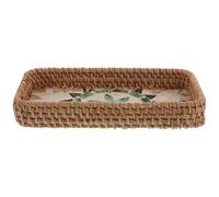 MAGICLULU Plateau de service rectangulaire en rotin tressé - Plateau décoratif tressé pour parfums et parfums - Panier en rotin pour bagues, cosmétiques, en-cas et fruits - 21,6 x 11,7 cm