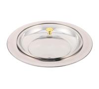 MAGICLULU Plateau Sainte Communion en Acier Inoxydable avec Couvercle en Verre Doré, Résistant aux Dommages et Facile à Nettoyer pour Célébrations et Baptêmes