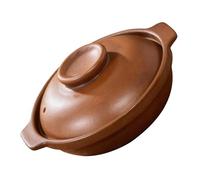 MAGICLULU Pot en Argile Coréen 1l avec Couvercle, Cocotte Solide pour Ragoûts et Riz, Design Classique Marron Cuisine Maison et Dîners Entre 1-2 Personnes
