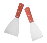 MAGICLULU Spatules Cuisine Inox à Manche Bois 2 Pcs avec Bord Incliné pour Retournement Facile, Ustensiles Polyvalents pour Cuisson Teppanyaki et Grillades