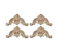 MagiDeal 4Pcs Moulure Décorative Bois Sculpté Mural Applique Figurines en Bois Moulures Cadre pour Décoration, 5cmx5cm