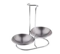MagiDeal Accueil Cuisine Support de Repose-cuillère Support En Acier Inoxydable, Bols doubles ronds