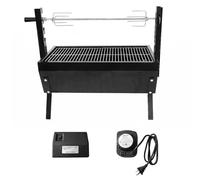 MagiDeal Barbecue à Rôtissoire Extérieure Grill Barbecue Charbon Rôtissoire Tournebroche Grille Cuisson Fer Émaillé Prise 220v et, Barbecue Au Charbon De Bois C03, Double Moteur