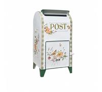 MagiDeal Boîte aux Lettres Extérieure Boîte Postale Debout Boîte de Rangement pour Courrier Boîte Décorative Florale Construction Métallique Résistante Ornée, Oiseau Et Fleur