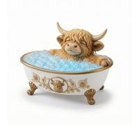 MagiDeal Bubble Bath Light Lampe de Bain Décorative Veilleuse Luminaire de Table Figurine Animal Résine Lumière Douce à Travers Perles Translucides Adaptée aux, Vache Des Highlands Dans Le Bain