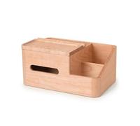 MagiDeal Distributeur de Mouchoirs de Bureau Boîte à Mouchoirs Organiseur Multifonction avec Tiroir Latéral pour Petits Accessoires Support Téléphone Noyer, Érable