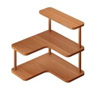 MagiDeal Étagère de de Rangement Étagère Étagère d'angle Bibliothèque Meuble de Rangement en Bambou à Plateaux Escaliers Trois Niveaux avec Bords Courbés, 3 Couches, Thé
