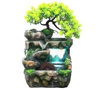 MagiDeal Fontaine d'eau d'intérieur EU 220V avec lumineux coloré, Mini Feng Shui, ornement pour chambre à coucher, fait à la main, 18x15x30cm