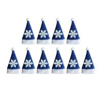 MagiDeal Lot de 10 Porte-Couverts de Noël en Forme de Chapeau de Père Noël, Porte Range Couverts Noël, Sac à Couverts pour Fourchette Cuillère Poche Couverts de DIY Décoration de Table Noël, Bleu