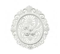 MagiDeal Miniature Scene Display Panneau Décoratif Mural Baroque Relief Fleurs Encadrement Ajouré Plastique Stratifié Adapté à la Décoration Maison et Personnalisation d'Étagère, Blanc